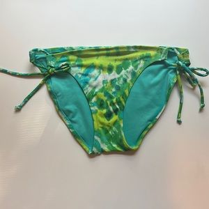 VICTORIA'S SECRET Bikini Side Tie Green/White/Aqua Tie Dye Bottom Small